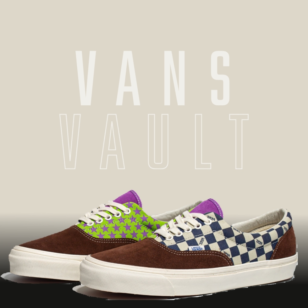 Vans Vault OG Era LX Suede Canvas Potting Soil  Brown Lime Green Check Men's 10
